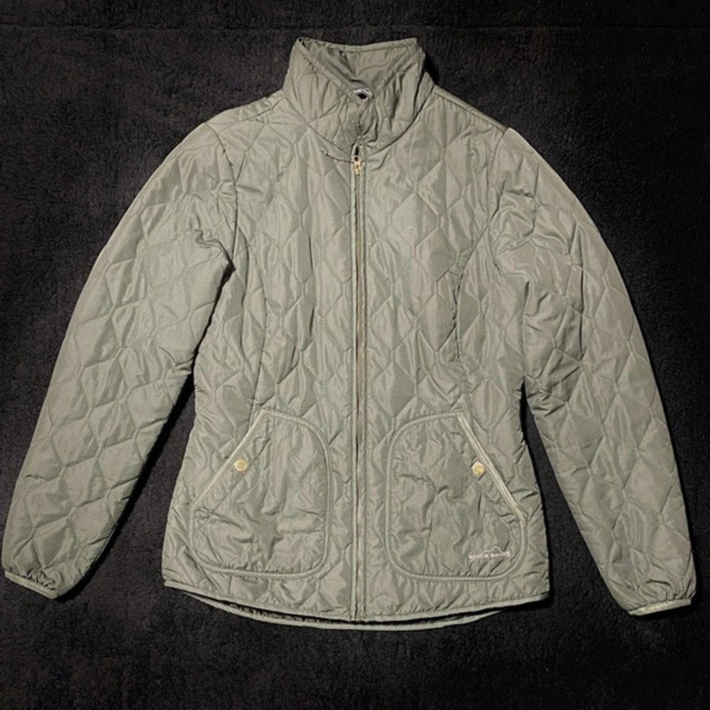 Eddie Bauer Womens Quilted Jacket Olive Green Lightweight Coat‎ Small